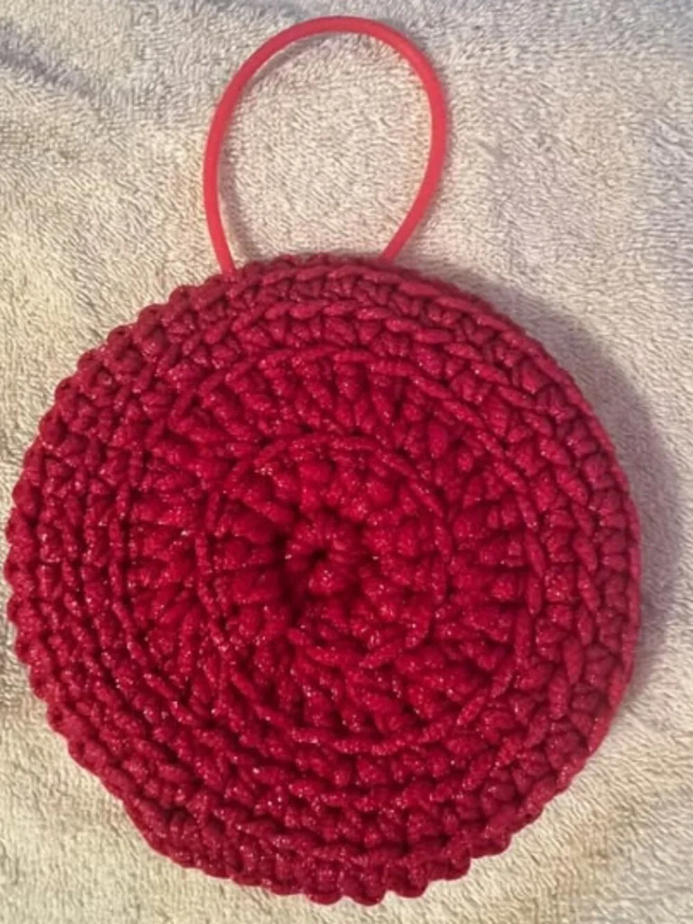 Body Exfoliator - Red - Washable - Made w/Scrubology Yarn (Designed for dishes b